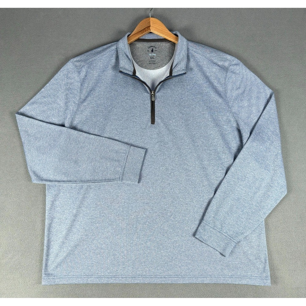 Johnnie O Quarter Zip Mens 2XL Blue Top Shelf Farber Heathered Twill Minimalist - Picture 2 of 10